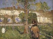 John Peter Russell Madame Sisley on the banks of the Loing at Moret France oil painting artist